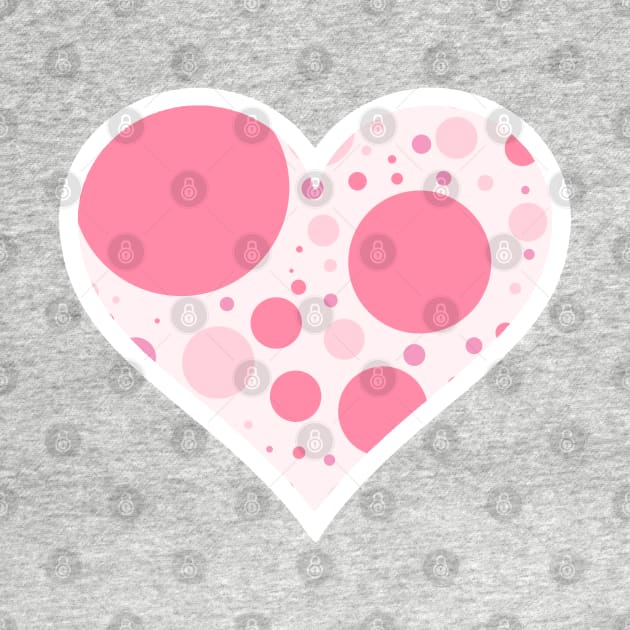 Pink and White Polka Dot Heart by bumblefuzzies